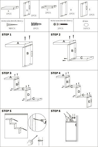 Shelving Solution Ladder Type Shaped Wall Shelf (White)