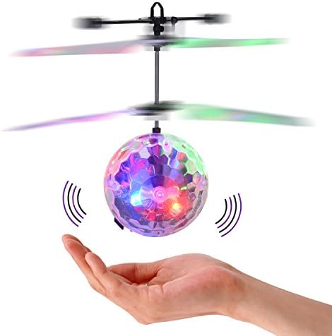 FAS RC Flying Ball, RC Crystal Flying Ball, Mini RC infrared Induction Drone Hand Suspension Helicopter Flying Balls, Colorful Kids Toy with Flashing Lights
