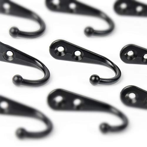 Small Hooks,Coat Hooks,40 Pieces Wall Mounted Hook Robe Hooks and 80 Pieces Screws,Black