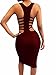 Misfondle Women's Sexy Bodycon Bandage Lace up Midi Club Dress Wine Red Medium