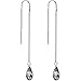 Body Candy Handcrafted Midnight Drop Threader Earrings Created with Swarovski Crystals
