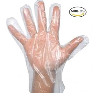 Disposable Clear Plastic Gloves, 500 PCS Plastic Large