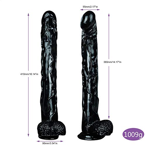 Qwndy Lifelike Massager 16 Inch Di’dlos Toy for Women or Man (Color : Black)