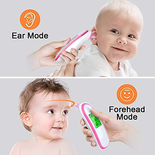 Elera Digital No Touch Infrared Forehead and Ear Thermometer Monitor with Probe Clinical Thermometer Gun for Fever for Infant Baby Kid Adult (Pink) - Thumbnail 5