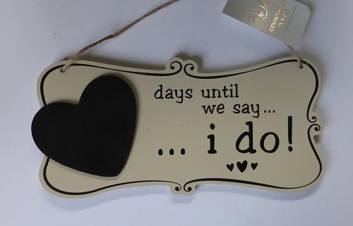 Days until we Say I Do Retro Wooden Chalkboard Sign Vintage Wedding Countdown