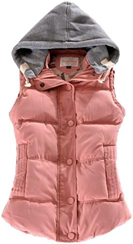 Turbomsun Women Detachable Hood Waistcoat Winter Warm Sleeveless Slim Fit Outerwear Cotton Padded Vest Coat Jacket Gilet.