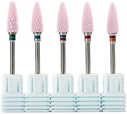 LEENY Electric Nail Drill Bits Polishing Ceramic Pink 5 Pcs Burrs Milling Manicure Accessories Cuticle Cleaning Gel and Acrylic Remove Buffing