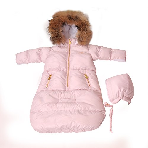 Bebebon Complete Infant Baby Snowsuit Stroller Bunting Footmuff Layette Coat (Bow Snowsuit and Sack, White)