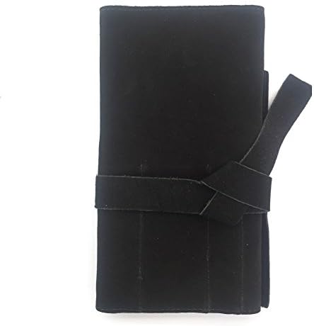 9 Pockets Chef Knife Bag Non-Genuine Leather Durable Knife Rollers Cover Flaps and Wrapped Strings Perfect Traveling Knife Roll and Best Gift A294 (Black)