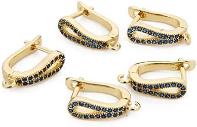 Chuyau Leverback Earring Clasp Cubic Zirconia Hoop Earrings Leverback Earring Findings（Navy Blue Zircon 2 Pieces）