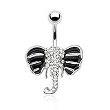 BodyJ4You Crystal Gem Elephant Belly Ring 14G