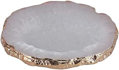 Clouded Gold Coasters | Akin to Agate and Geode (White, 2)