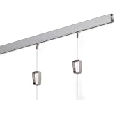 STAS Minirail Picture Hanging System Set - Covers 4.92 ft of Wall Space - Smallest Picture Rail &amp; Art Hanging Gallery Kit for Art Display (Matte Silver Rails, Includes 2 Hooks &amp; Cords)