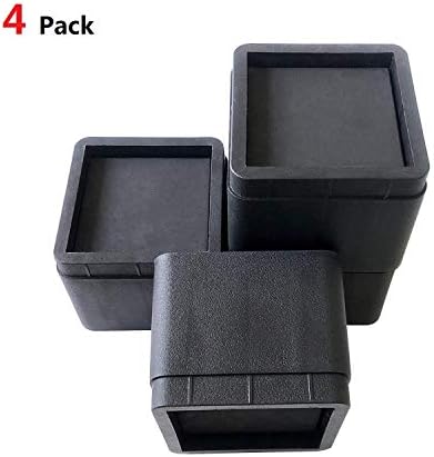 FONDDI 2 Inch Bed and Furniture Risers, Square Stackable Heavy Duty for Desks, Beds, Dorms, Tables and Chairs, Black 4 Pack