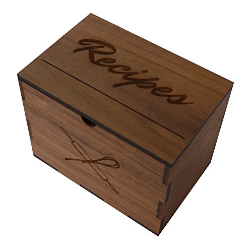 Home Advantage Wood Recipe Card Box (Walnut Veneer) Made in the USA