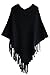 SEXYARN Women's Batwing Tassels Poncho Cape Winter Knit Sweater Cloak