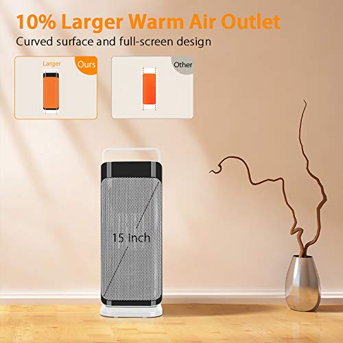 Space Heater for Office - Portable Electric Ceramic Quiet Tower Heater Fan with Thermostat, Fast Heating, 120°Oscillating Efficient for Personal Home Bedroom Large Room Bathroom Under Desk Indoor Use