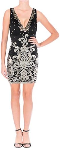 JVN by Jovani Womens Rhinestone Embroidered Semi-Formal Dress Black 8
