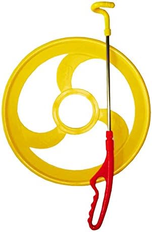 Novelty Children Kids Skill Exercise Keep Rollor Ran Toys Ring and Push Rod Use (Yellow, 30 cm)