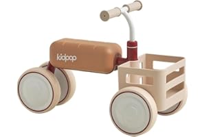 kidpop Toast Baby Walker Convertible Push Rider with Detachable Seat Anti-Tip Tri-Frame & Food-Grade Basket Balance Bike for 10-36 Months