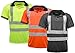 Men's Polo Shirts Hi Vis High Viz Visibility Short Sleeve Safety Work-wear Shirt Black
