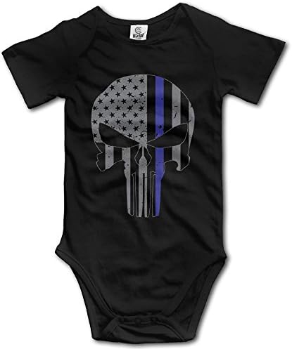 KAOMAOXI Baby Onesies Skull American Flag Thin Blue Line Unisex Newborn Baby Short Sleeves Lap Shoulder Bodysuits