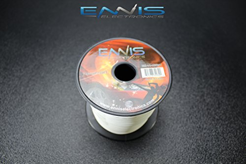 14 GAUGE WIRE WHITE BY ENNIS ELECTRONICS 100 FT SPOOL PRIMARY AUTOMOTIVE AWG COPPER CLAD
