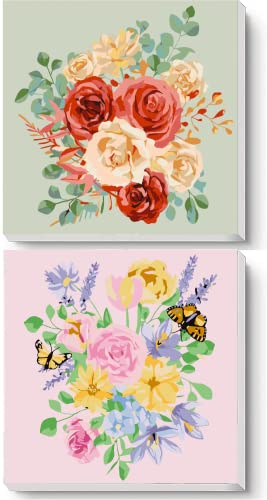 Photo 1 of Neopalette 2 Framed DIY Paint by Number for Adults - Arts and Crafts, Paint by Numbers, Painting Kit, Crafts for Adults, Color by Number, 2 10’’x10’’ Paint by Number (Spring Blossom)