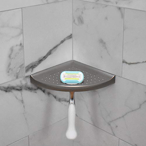 5 inch Bathroom Organizer Corner Shower Caddy Brushed Nickel Cast