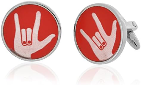 Rock and Roll Hands Red Circle Cufflinks