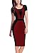 REPHYLLIS Women Vintage Summer Round Neck Business Working Cocktail Party Bodycon Pencil Dress Burgundy S