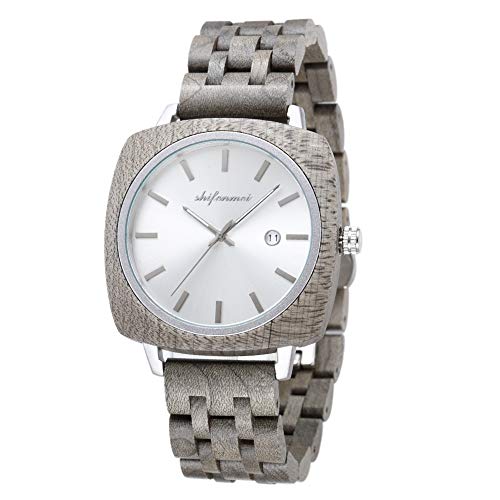 shifenmei His and Hers Wooden Watches for Couple, Valentine's Romantic Wrist Watch with Calendar Japanese Movement Lightweight Handmade Watches Gifts for Lovers