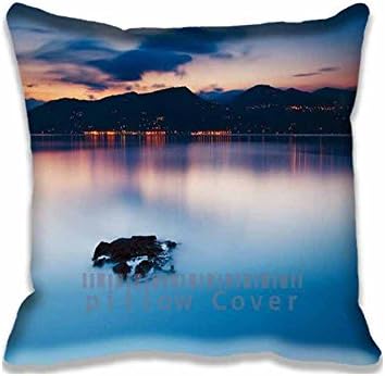 Night Scene From Boat Lake Nature Peace Custom Pillowcase Standard Size Cute Design Zippered Throw Pillow Cases Cushion Covers for Kids 16X16inch