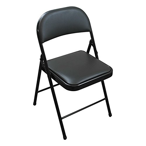 Folding Faux Leather Chair - Strong Steel Event Hall Seating or Temporary Seat for Guests and Desks