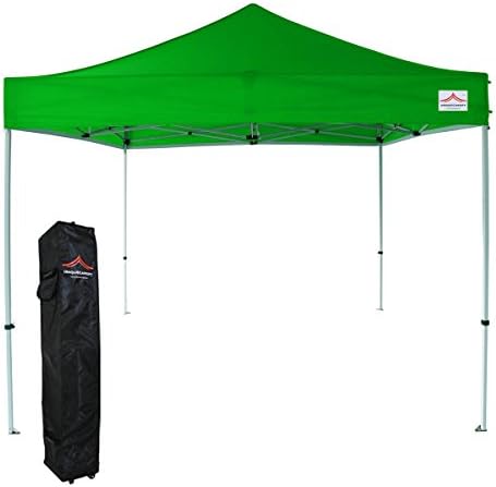 UNIQUECANOPY Classic 10x10 Ez Pop up Canopy Instant Tent Outdoor Party Gazebo Portable Folded Commercial shelter, with Wheeled Carrying Bag Green