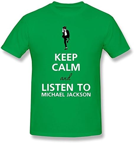LIMEI Mens Michael Jackson And Keep Calm 100% Cotton T-shirt ForestGreen L
