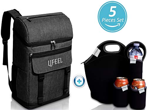 LiFeel Cooler Backpack Set of 5 Pieces, Premium Insulated Backpack Cooler Materials, Totally Leakproof Waterproof, Soft and Lightweight, Perfect for Lunch Picnic Hiking Camping Beach Park Day Trips W