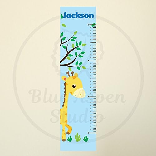Personalized Fabric Growth Chart Giraffe and Tree with Name Wall Decal Sticker, Height Ruler Measuring, Wall Decor Kids Measurement, Removable Reusable, Made in USA