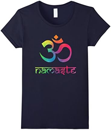 Womens Namaste, Om and Lotus Yoga Shirt - Do Yoga with me Large Navy