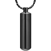 Imrsanl Cremation Jewelry for Ashes Pendant Urn Necklace Cylinder with Glass Vial Keepsake Ashes Memorial Jewelry