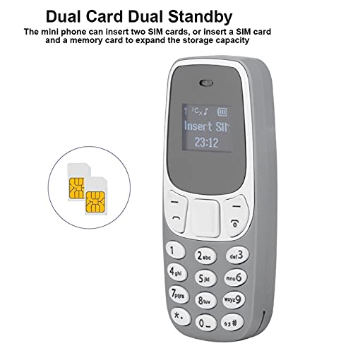 Wireless Bluetooth Dialer Cellphone Hand-Free Dual SIM Card Mini Cell Mobile Backup Phone with Mic(Gray)