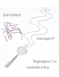 MOLOCH Collar largo para mujer, diseño de círculo, con borla