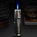 Windproof Jet Torch Lighter for Baking BBQ Welding with Flame Lock Gas Refillable Gas Turbo Lighter (Gas Not Included) (Black)