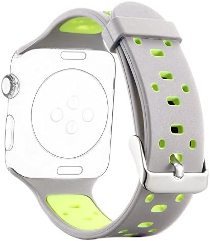 Honest kin 42mm Soft Silicone Sport Replacement Band with Ventilation Holes Watch Band for Apple Watch Nike+ and Apple Watch Series 1 2 3(Gray/Green)