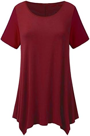imimimomo Womens Short Sleeve Flare Tunic Tops Loose Fit Leggings Comfy Flattering T Shirt (Wine Red, XL)