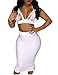 Allegrace Women White Sexy Embroidery Crop Top 2 Pieces Party Evening Dress