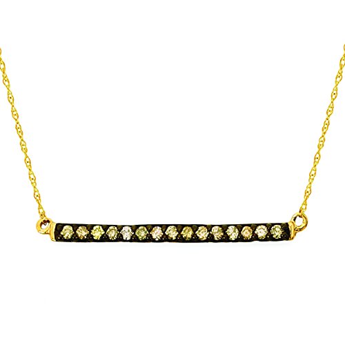 14K Yellow Gold 1/6 Cttw. Brown Diamond Bar Necklace with 18" Chain
