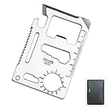 TLE Small Survival Tool Credit Card Size Multi Purpose Device with Pouch, Silver, 2-Pack