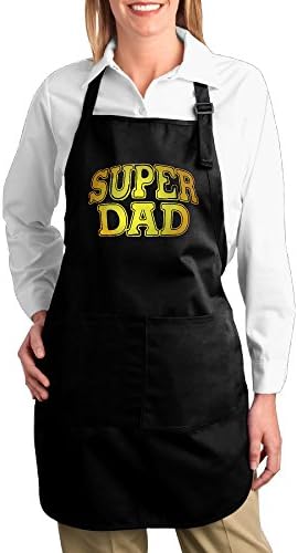 Super-dad-01 Canvas Adjustable Bib Apron With 2 Pockets Black