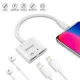 DPKIKO Audio Headphone Adapter & Splitter Replacement Compatible iPhone 7, 7Plus, 8, 8Plus, X, 8 Pin Earphone Jack AUX Audio & Charge & Call Adapter Connector Charger Cable (White)
